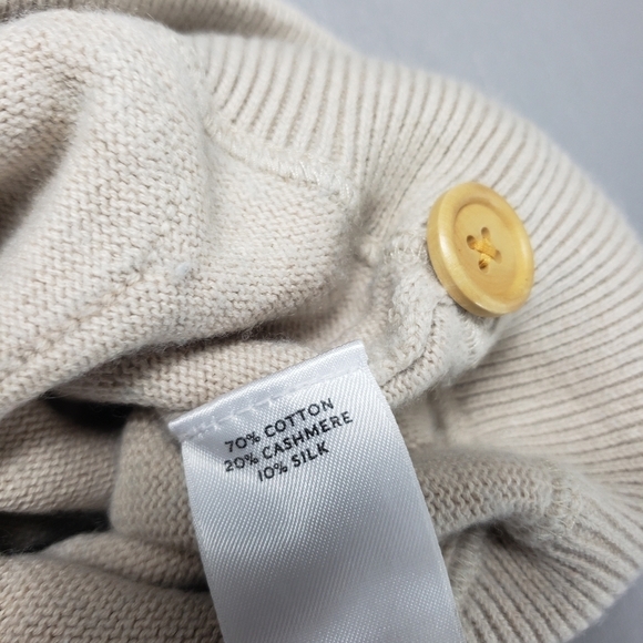 LL bean light tan 3/4 sleeve sweater, cashmere silk blend women's size XS - Picture 5 of 8